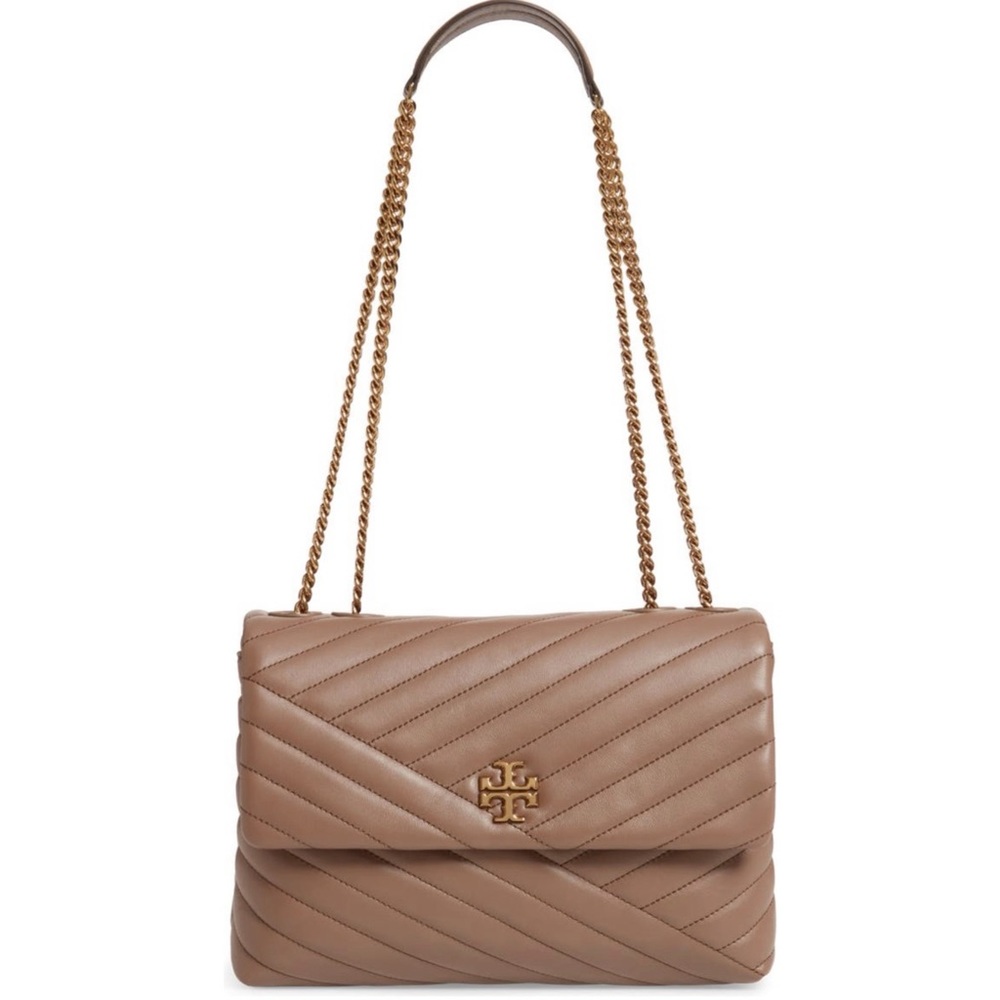 Tory Burch Kira Chevron Convertible Shoulder Bag Taupe